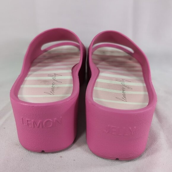Lemon Jelly 40 Sunny Pink Fuschia Sandals Open Toe Platform Slip On US 10 Slide - Picture 5 of 13